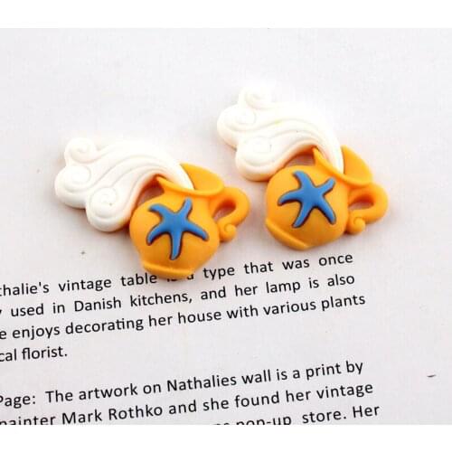10pcs 28MM DIY resin starfish water jar jug pot charms pendants kawaii cabochon ornament craft decoration fashion jewelry making