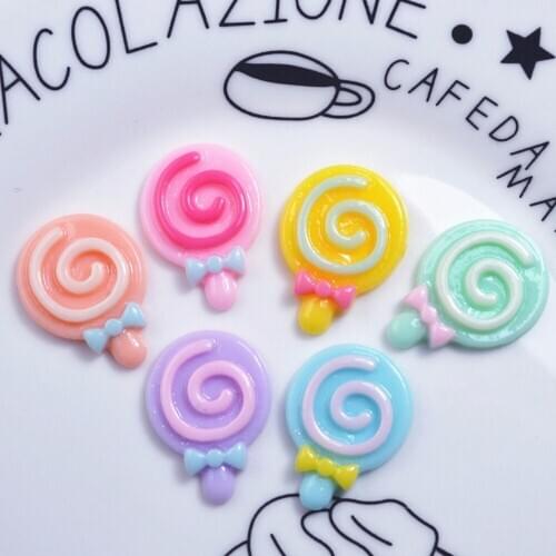 10pcs/lot 20X27mm Imitation Resin Lollipops Flatback Cabochon For Kids Headwear Mobile Decoration DIY Charm Craft