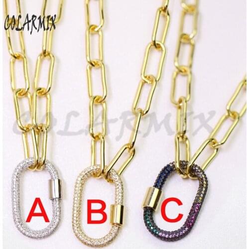 3pcs Oval Lock pendants necklace zircon crystal accessories for women bolt retention chain jewelry accessories 50955