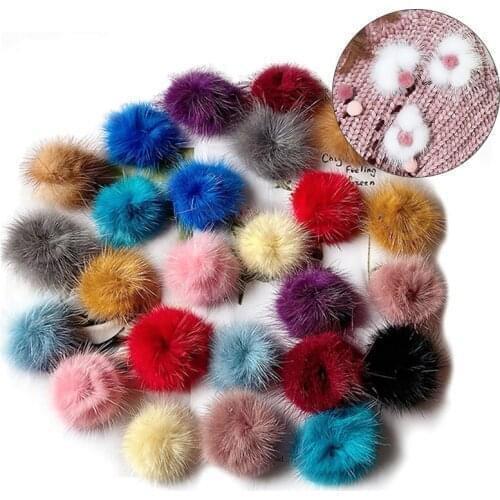 5PCS 30mm Fur Pompom Mink Balls Mini Pom Poms DIY Pompon Decro for Jewelry Keychain Hairpin DIY Handmade Accessories