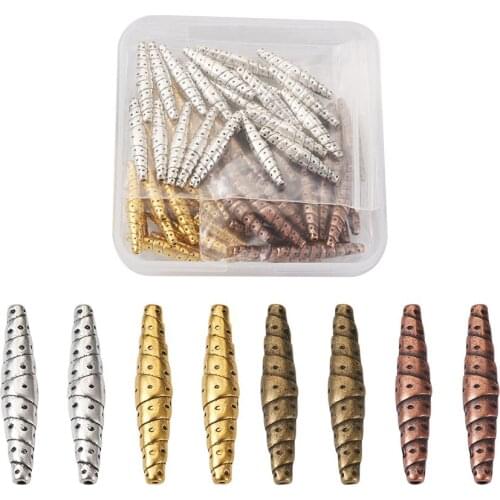 80pcs Tibetan Style Alloy Beads Mixed Color Long Tube Loose Spacer for Jewelry Making DIY Earrings Bracelet Necklace Accessories