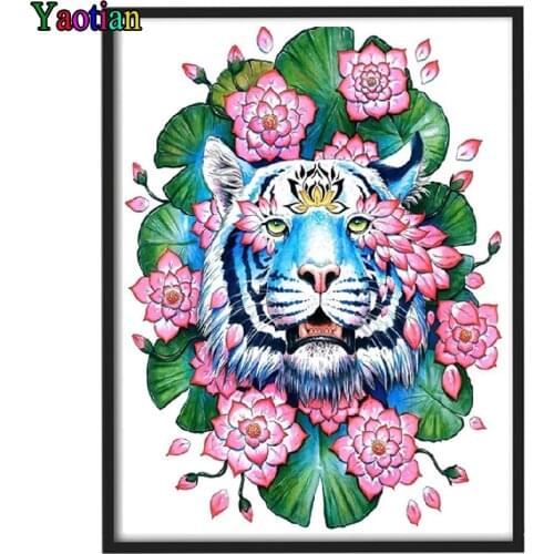 Tiger lotus diamond painting,full,square,round,animal diy diamond embroidery mosaic diamond diy puzzle home decor