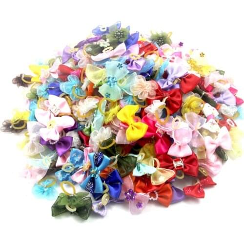 20PCS pet Bows Dog Hair Bows for Puppy Yorkshirk Small Dogs Hair Accessories Grooming Bows Rubber Bands Dog Bows Pet Supplies