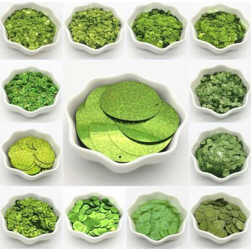 Paillettes 3-50mm Lighrt Green Sequin Glitter Flat Round Cup PVC Loose Sequins for Crafts Sewing Women Garment Accessories 20g