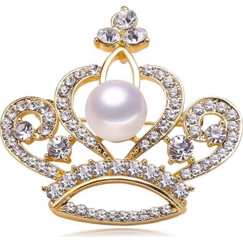 Crown Style Brooch Pin Mountings Base Findings Accessories Jewelry Settings Parts for Pearls Beads Jade Crystals Agate Coral