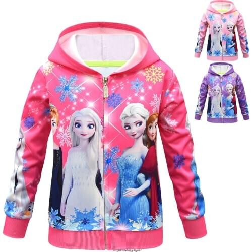 Disney Autumn Frozen Elsa Kid Jacket Children Hooded Coat Boys Girls Outerwear Zipper Clothe Spring Windbreaker Cute 3 Color