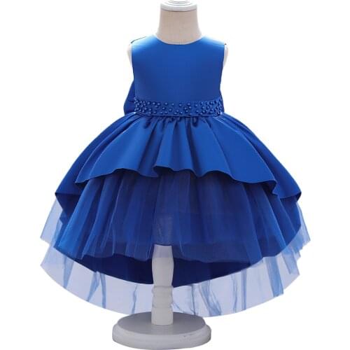 Children Princess Dress Forged Fabric Pleated Lace Trailing Mesh Cake Dress Girls Poncho Dress