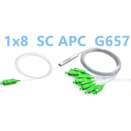 FirstFiber SC splitter 8 Channels Blockless Micro Type 1x8 PLC Optical Fiber Splitter with 1.5m SC APC cable Mini Module