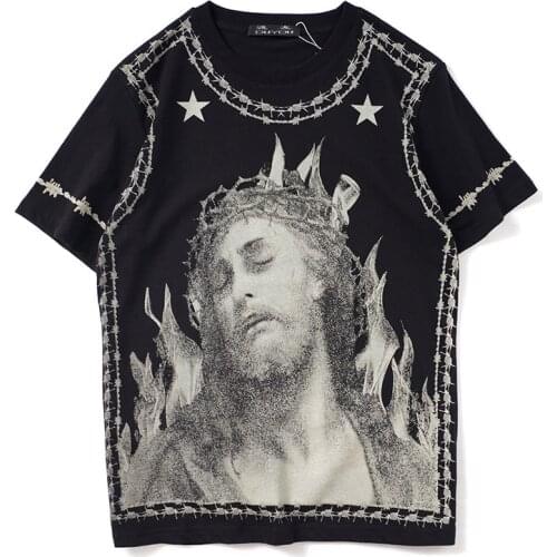 DUYOU Fire of Jesus T Shirts Streetwear Men Hip Hop Harajuku Style Casual Printed Short Sleeve Tshirts Male Fashion Top Tees