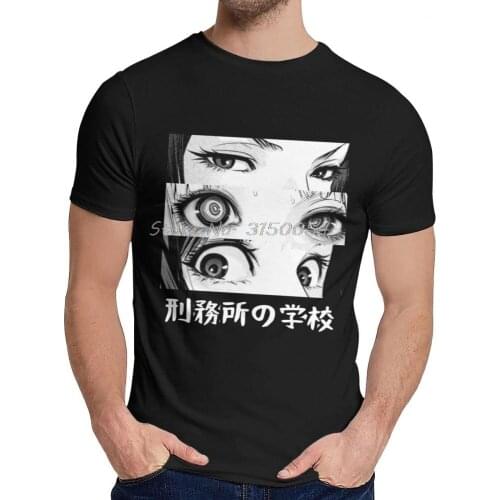 Prison School T Shirt Eyes Glitch Sad Japanese T-shirt Men O-neck Cotton Tshirt Anime Tees Tops Harajuku