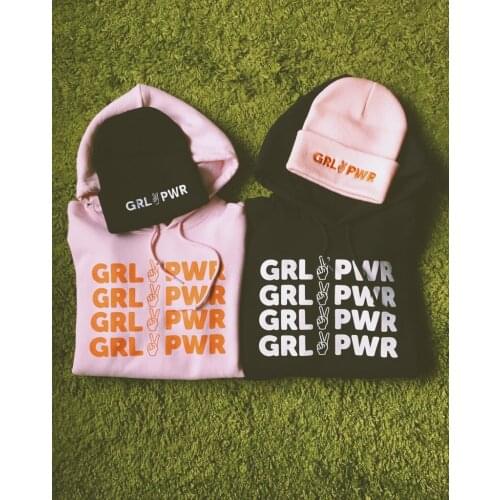 GIRL POWER Victory Hoodies Casual Pink Clothes Pullover Funny Tumblr Graphic Top Hipster Slogan Oranger Letter Sweatshirt Jumper