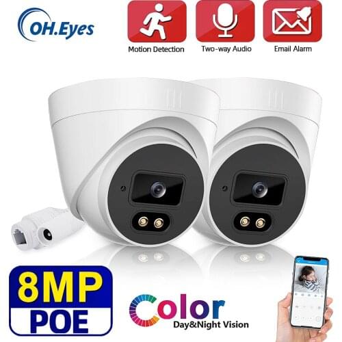 OH.EYES 4K POE Security Camera Outdoor POE CCTV Video Surveillance Camera HD MP Color Night Vision Dome IP Cam