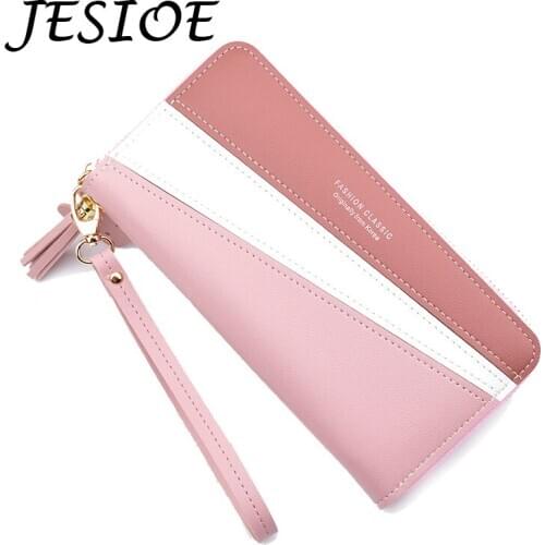 Women Long Wallets Lether Tassel Large Capacity Purse Lady Card Bag for Women Panelled Clutch Female Money Clip Phone Wallet