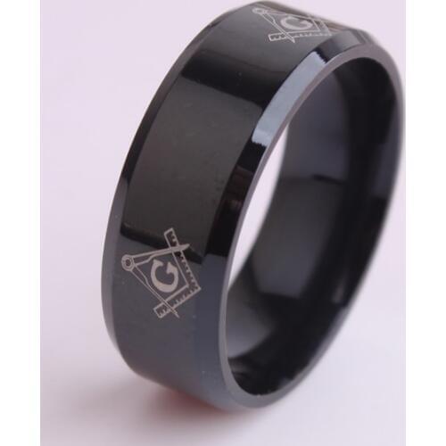 Black color Free mason 316L Stainless Steel finger rings for men wholesale