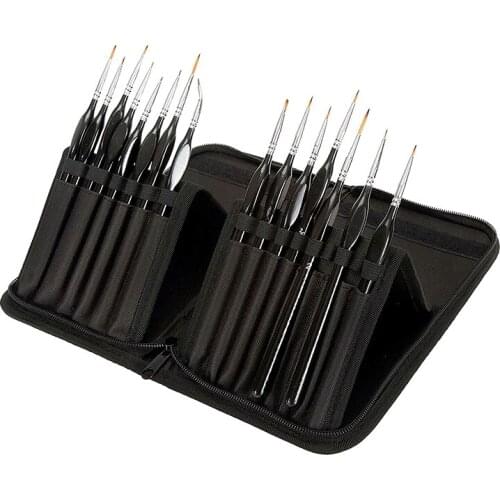 PPYY-15Pcs Detail Paint Brush Set Miniature Painting Brushes Kit Professional Mini Fine Paint Brushes Set with Carrying Case