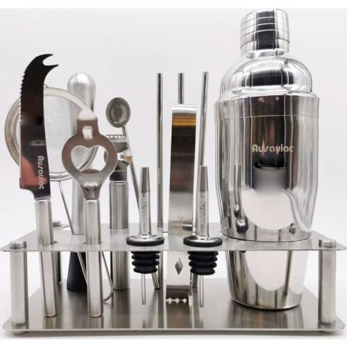 Ausaulac Cocktail shaker set Stainless steel Bartender Set Shaker Set Bar Cocktail Tools Stainless Steel Logo Can Be Customized