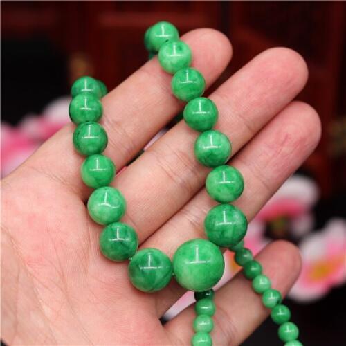 Genuine Natural Green Jade 6-14mm Beads Necklace Emerald Jadeite Jewelry Fashion Charm Accessories Amulet Gifts for Women Her
