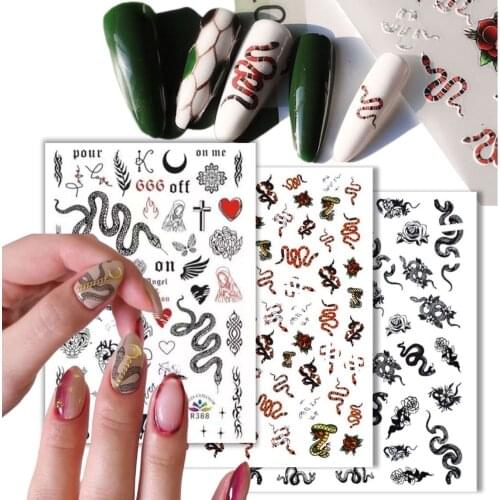 Newest Snake 3d nail art sticker nail Nail Art Stickers Decal Template diy nail tool decorations HL41