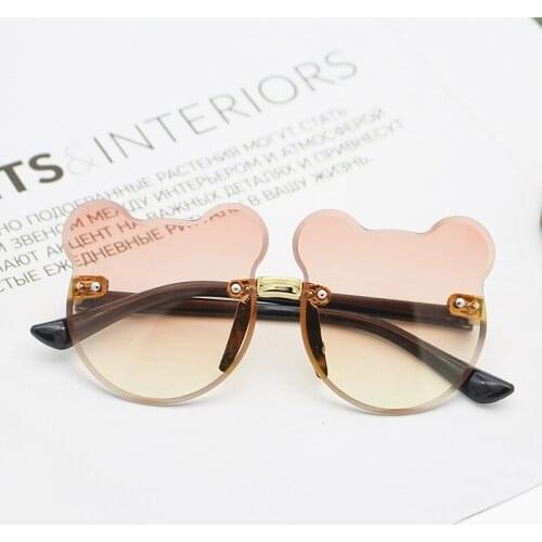The New 2021 Cute Cartoon Bear Sunglasses Anti-glare Gradient Anti-radiation Fashion Baby Sunglasses Glasses Trendy Girls Boys
