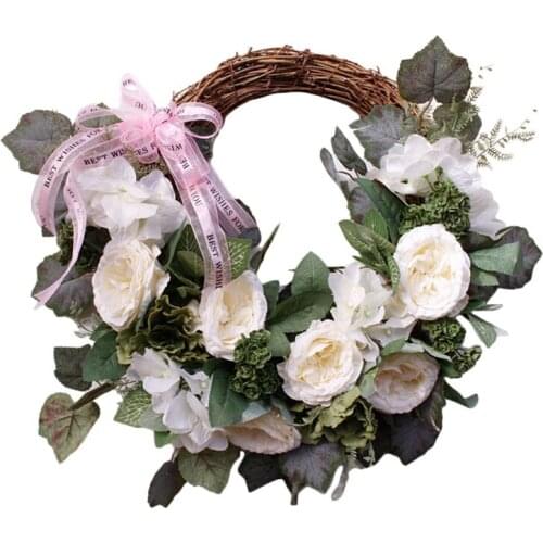 New Spring Flower Wreath for Front Door, Rose Wreath for Wall, Wedding, Home and Summer Decorations