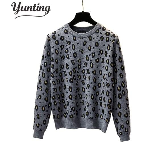 Autumn Winter Patchwork Leopard Sweater Women Pullover Womens Sweaters Leopard Print Knitted Oversized Sweater Jumper