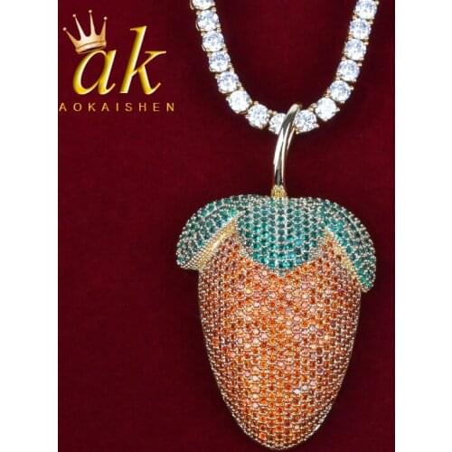 Strawberry Shaped Pendant Necklace for Women Hip Hop Rock Street Jewelry