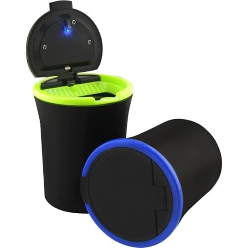 Car trash Car Ashtray LED Light Automobile Ashtray Storage Cup with Lid Automotive Interior Supplies Blue Green
