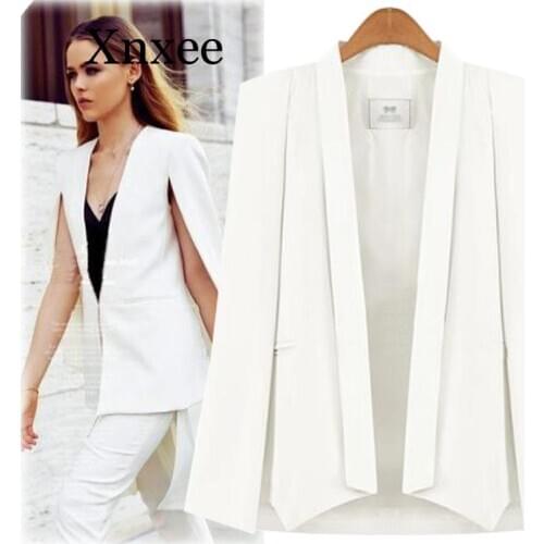 White Office Coat Women Cape Shawl Small Suit Thin Loose Suit Jacket Temperament Elegant Female Office Coat Clothing Spring