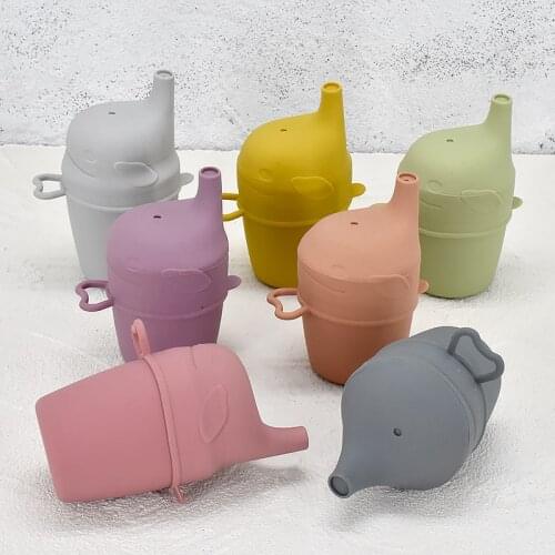 Portable Drinkware Pure Color Baby Snack Cup Anti Scalding Food Grade Silicone Water Cup Learn To Drink Cup For Children BPAFREE