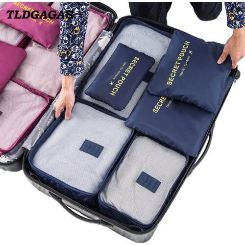 TLDGAGAS Unisex Portable Travel Storage 7 sets Bags Clothes Shoes Packaging Toilet Organizers Cosmetic Pouch Luggage Accessories