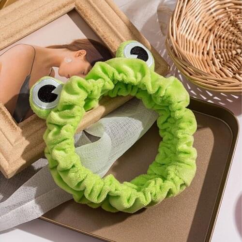 Cute Girls Hair Bands Wide-brimmed Elastic Hairbands Funny Frog Makeup Headband Women Hair Accessories Girls Wash Face Hairband