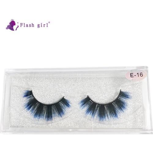 Flash Girl Private Label Eyelashes Full Strip Eyelashes E Series 1 Pairs Colorful Makeup 3D Mink False Eyelashes