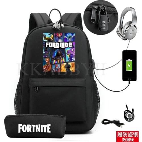Games Fortnites Backpack Teeangers USB charging Students School bag Anti-theft Laptop Backpack Travel Bag