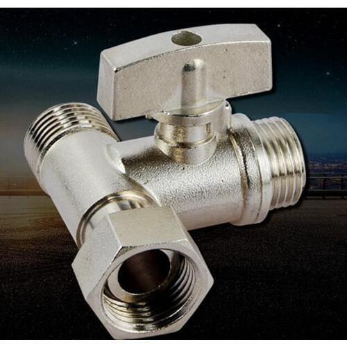 1/2'' BSP Male to Male to Female Tee Type Brass Plated Loose Joint Ball Valve Thick Pipe Fitting Connector for Water Faucet