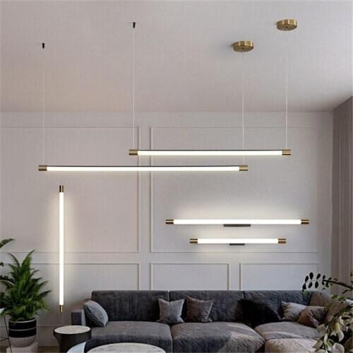 Nordic Minimalist Restaurant Pendamt Lamp Dining Room Bar Long Strip Led Hanglamp Modern Indoor Home Decor Kitchen Pendant Light
