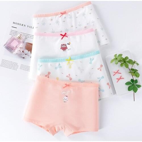 YourSeason High Quality Girls Underpants Boxer Cotton Cartoon Snail Printed Panties Children Princess Baby Underwear 4Pcs/pack