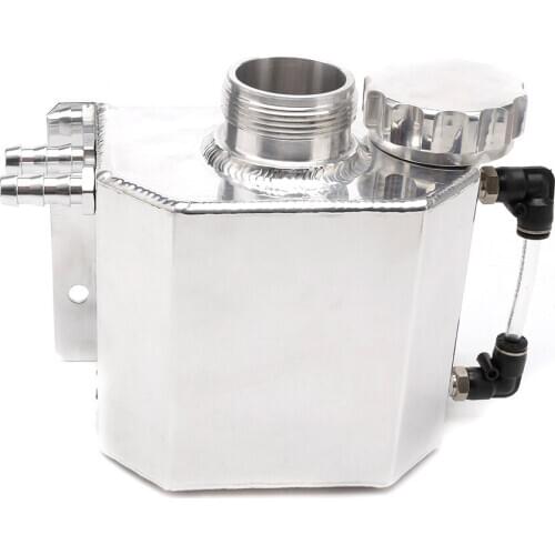 Universal Alloy Aluminium 1L Engine Oil Catch Can Breather Tank Fuel Tanks Bottle Polished
