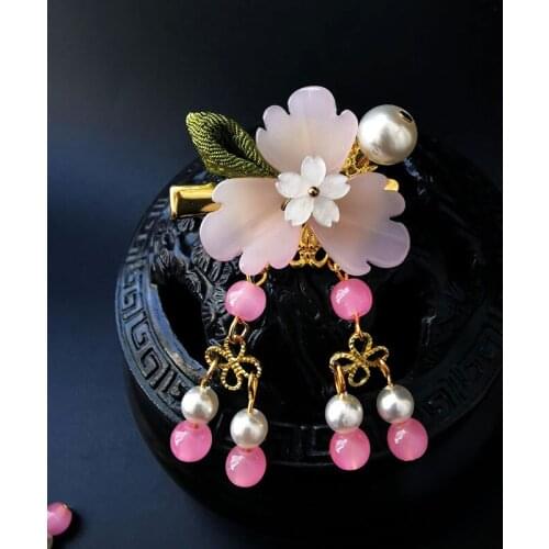 1 pc Vintage cherry blossom Flower Hiar clips Jewelry Girl Wedding mermaid love Hair clip Hanfu Ancient Chinese