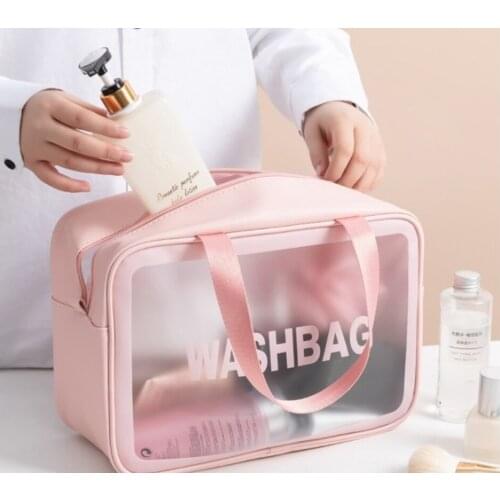S/M/L 3 Sizes Ladies Large Capacity Pu Frosted Waterproof Cosmetic Bag Convenient Travel Makeup Storage Bag Female Wash Bag
