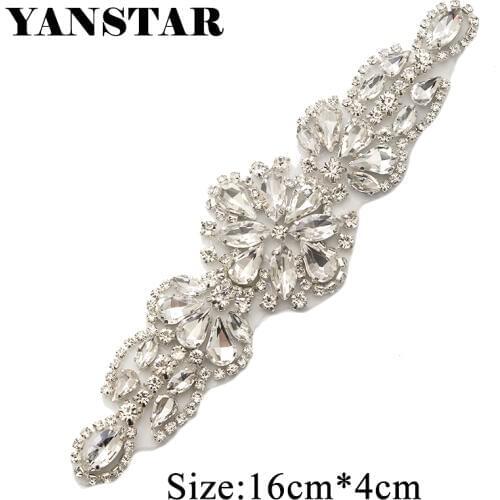 YANSTAR (10pcs) Wholesale Handmade Bridal Clear Rose Gold Crystal Rhinestones Appliques Accessory Sewing On Bridal Sash YS891