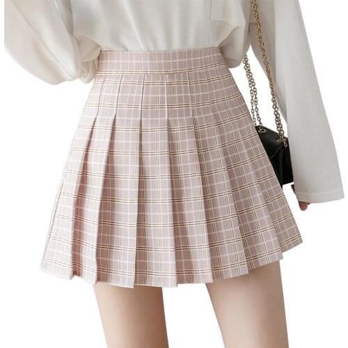 Japan Summer Women Skirts 2021 New Korean High Waist Plaid Mini Skirt Women School Girls Sexy Cute Pleated Skirt with Zipper