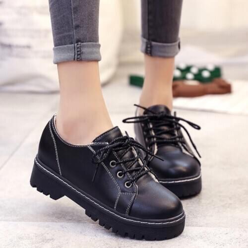 Retro Leather Women Shoes Spring Autumn British Student Bottom Work Goth Shoes Women Vulcanized The First Layer Genuine Leather