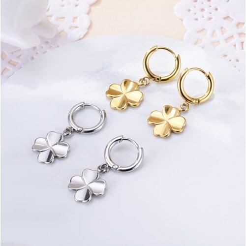 OUFEI Drop Earings Stainless Steel Clover Earrings For Women Lucky Clover Fashion Jewelry Mothers day gift for Mom