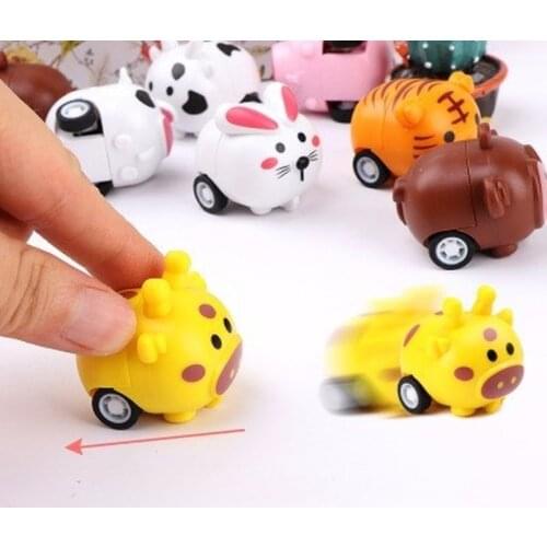 1Pcs Children Mini Pull Back Car Toy Cartoon Animal Inertial Mini Car Children Educational Toy Parent-Child Interactive Toys