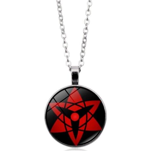 1pcs Rinnegan Eye Pendant Necklace Anime Uchiha Blood Chakra Eye Kaleidoscope Cosplay Jewelry Glass Cabochon Necklace Men Women