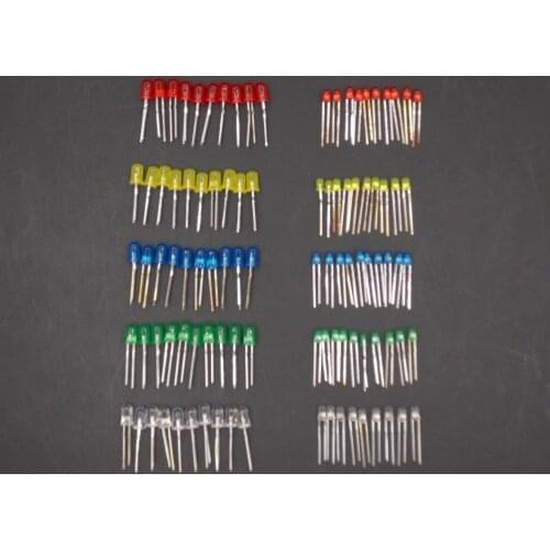 100pcs 5mm LED diode Light Assorted Kit DIY LEDs Set White Yellow Red Green Blue free shiiping electronic diy kit