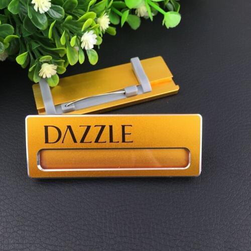 5pcs custom pin tag id badge holder plate 70X26mm UV logo badge with aluminium alloy badge