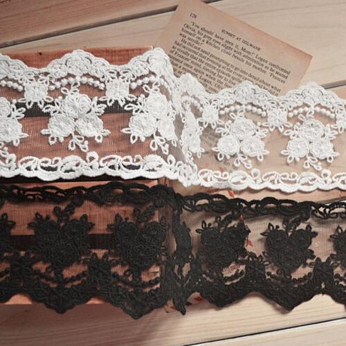 5Yards Embroid Sewing Ribbon Guipure Lace Trim Black White Lace Fabric DIY Garment Accessories Free Shipping