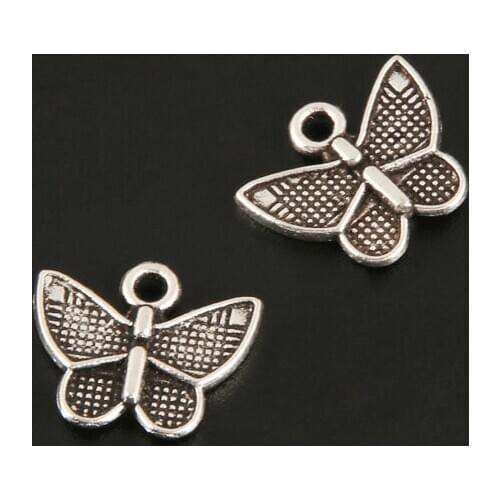 50pcs Charms Mini Butterfly Silver Color Pendant For DIY Handmade Findings Jewelry Making Accessorie