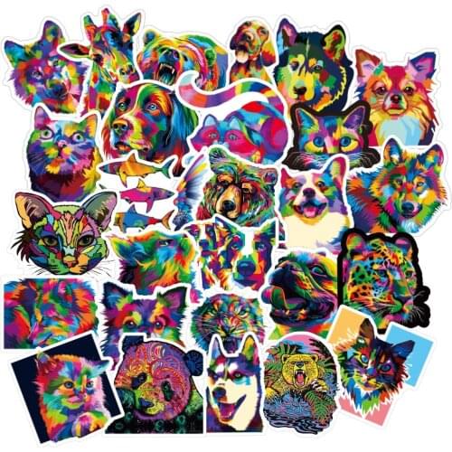 50pcs/pack Dogs Stickers Waterproof Skateboard Luggage Motorcycle Guitar Graffiti Kid Toy Pasters Gifts